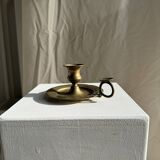 Antique gold hand candlestick with a handle fixed by 3 rivets H8 D13