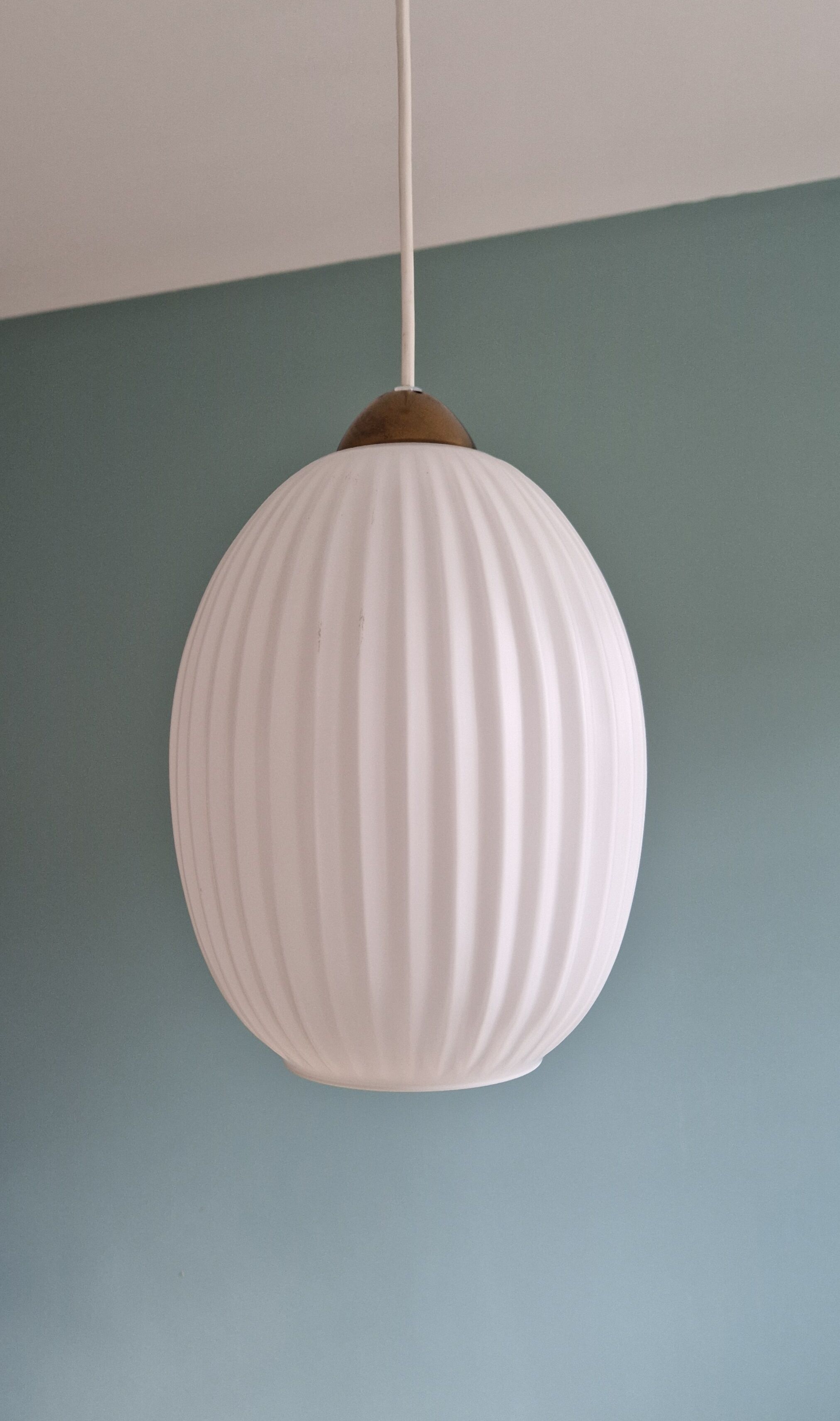 Scandinavian suspension lamp in white opaline 1960s