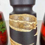 Set of Four Vintage Pottery Fat Lava Vases Made by Scheurich, Germany, 1970s