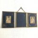 Vintage brass bevelled triptych mirror 1900 - 21 x 49 cm