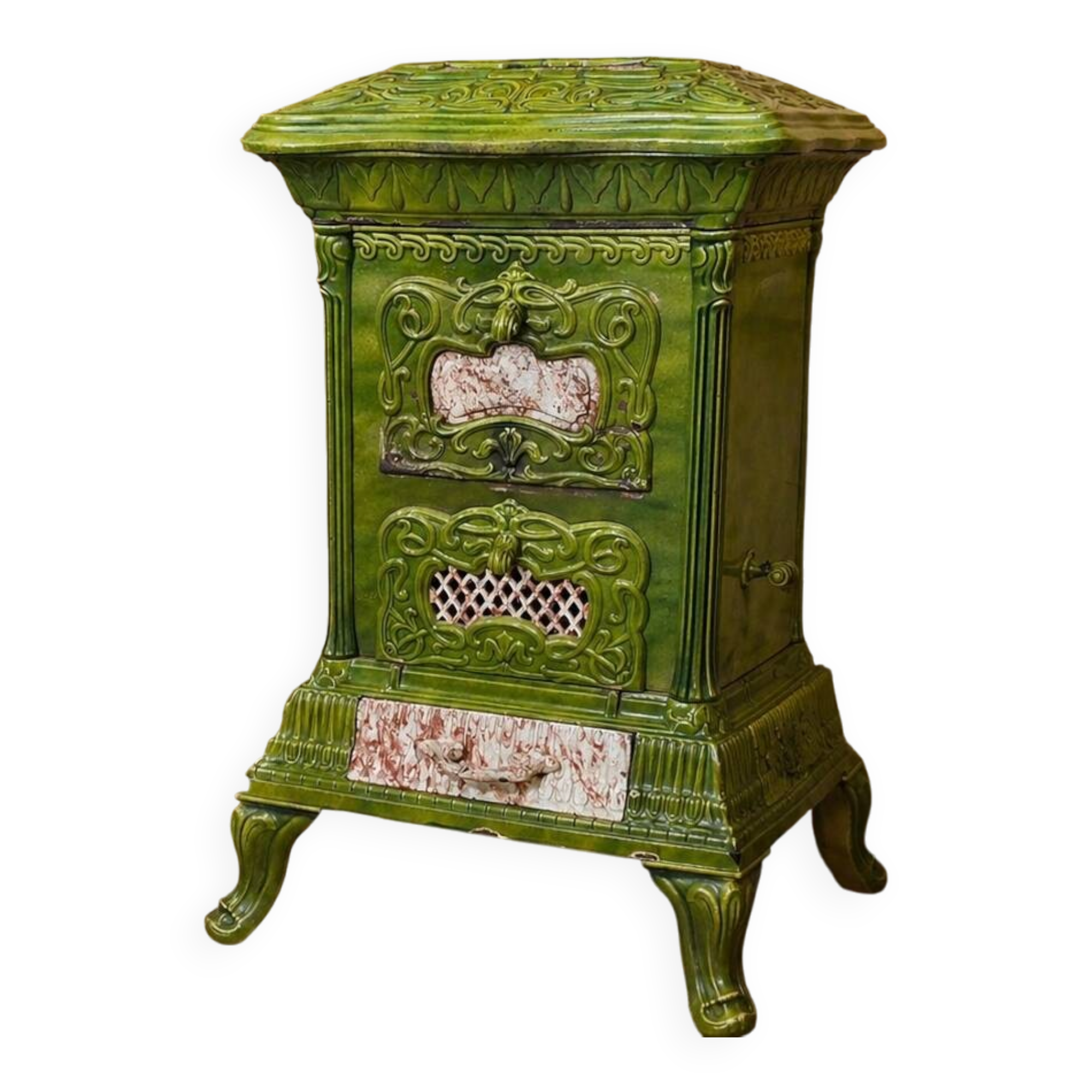 Cast iron stove and enamelled earthenware, Art Nouveau