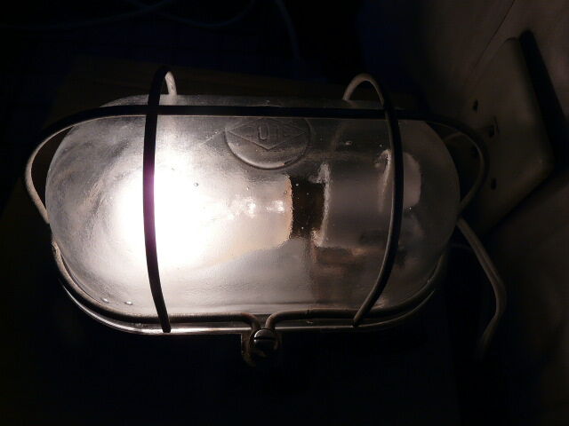 Wall lamp porthole lamp bakelite and glass with grid