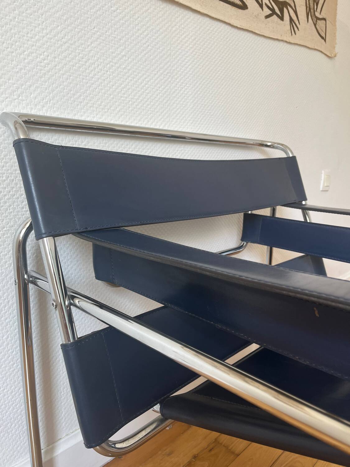 Wassily armchair by Marcel Breuer, midnight blue, Italian edition