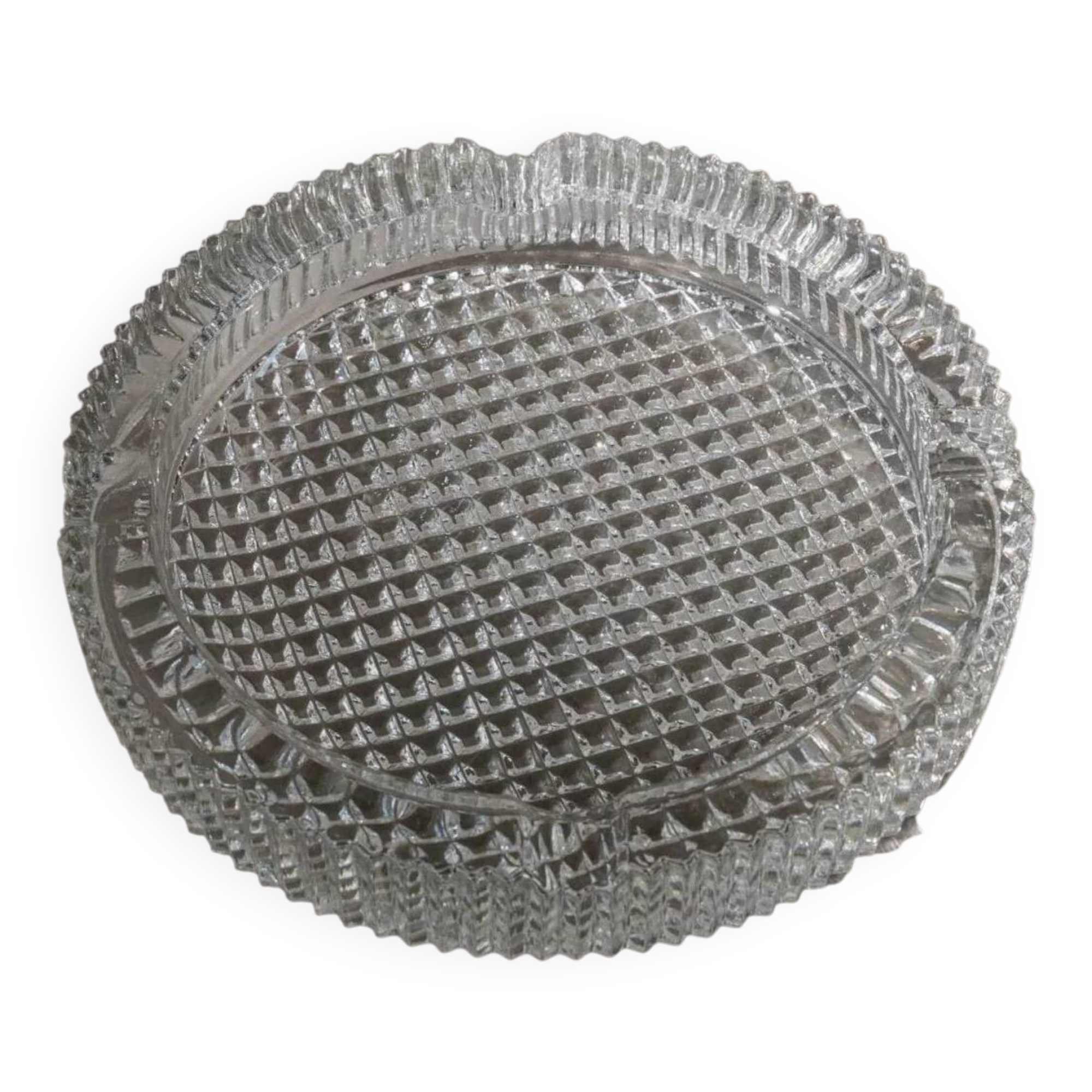 Grand cendrier vintage en verre de Murano en verre structuré clair - Décor de table rétro italien des années 1960