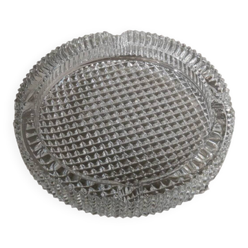 Large Vintage Murano Glass Ashtray in Clear Structured Glass - Italian 1960s Retro Table Decor