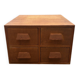 Oak craft cabinet with 4 drawers