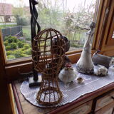 Old bust head in wicker