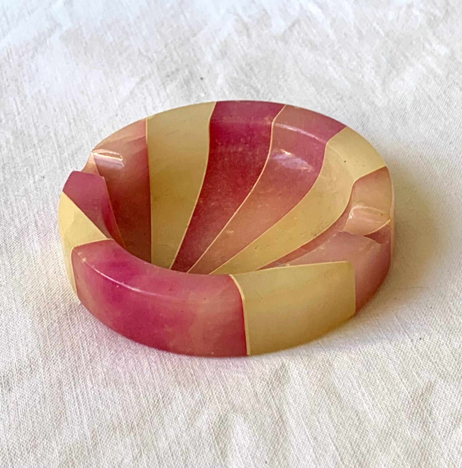 Old vintage psychedelic ashtray in stone