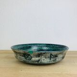 Round blue ceramic dish signed Arol Norway