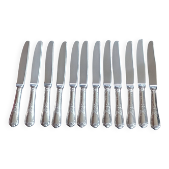 Christofle 12 large silver-plated knives model marly stainless steel blade