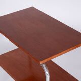 Restored Bauhaus Side Table, Hynek Gottwald, Walnut, Chrome, Czechia, 1930s
