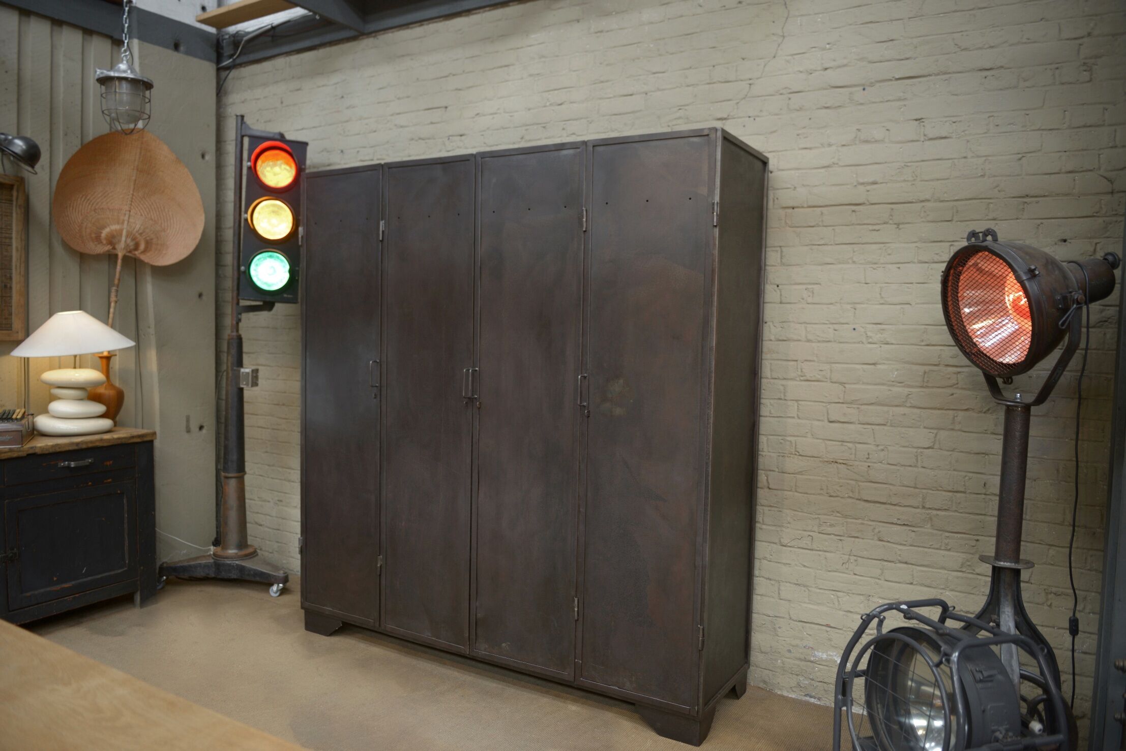 Industrial cabinet 4 doors in metal 1950