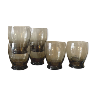 6 smoked glass glasses