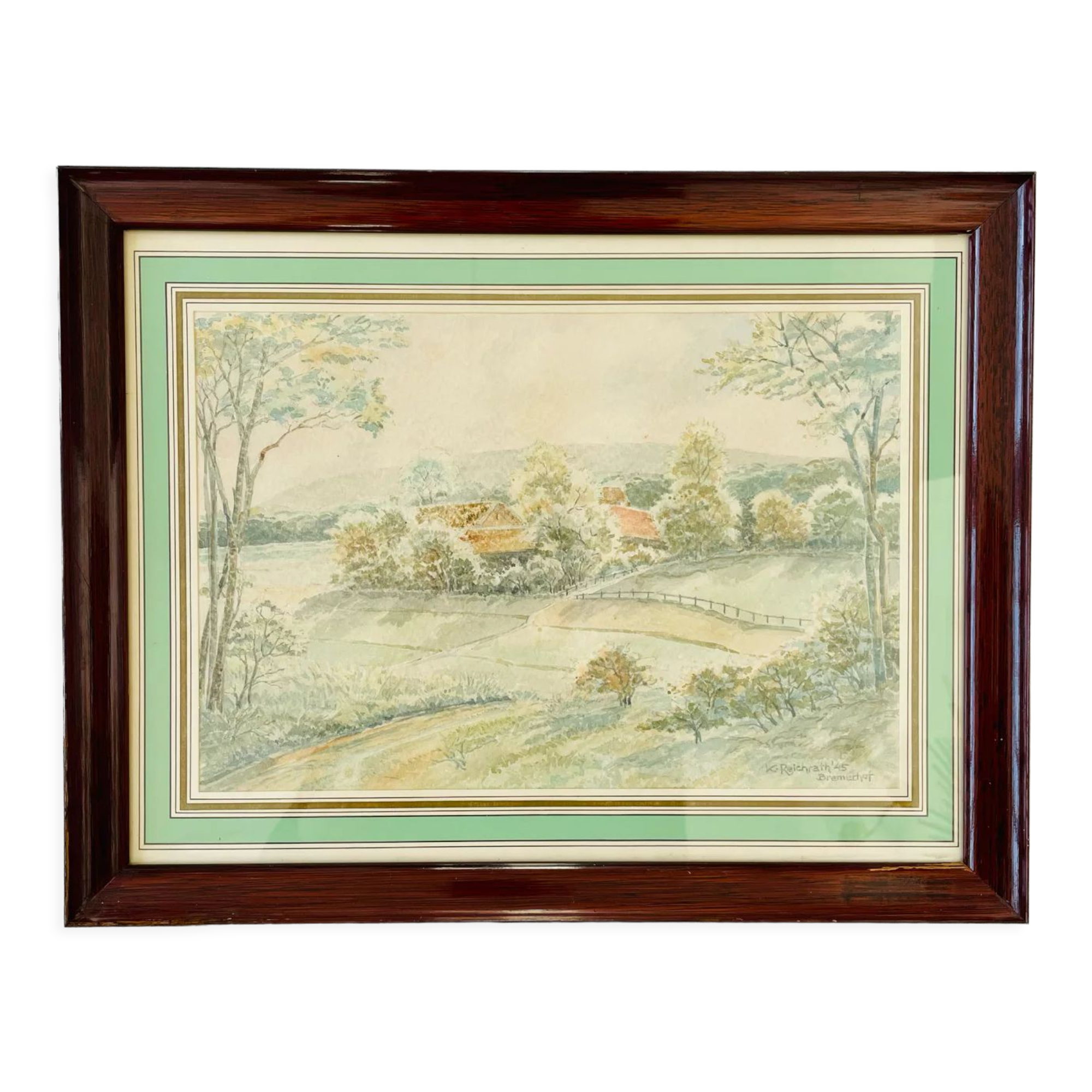 Encadrement aquarelle K.Reichrath’45 Bremerhof