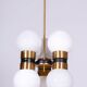 Mid-Century Chandelier in Brass and Opaline Glass, Czech, 1960s