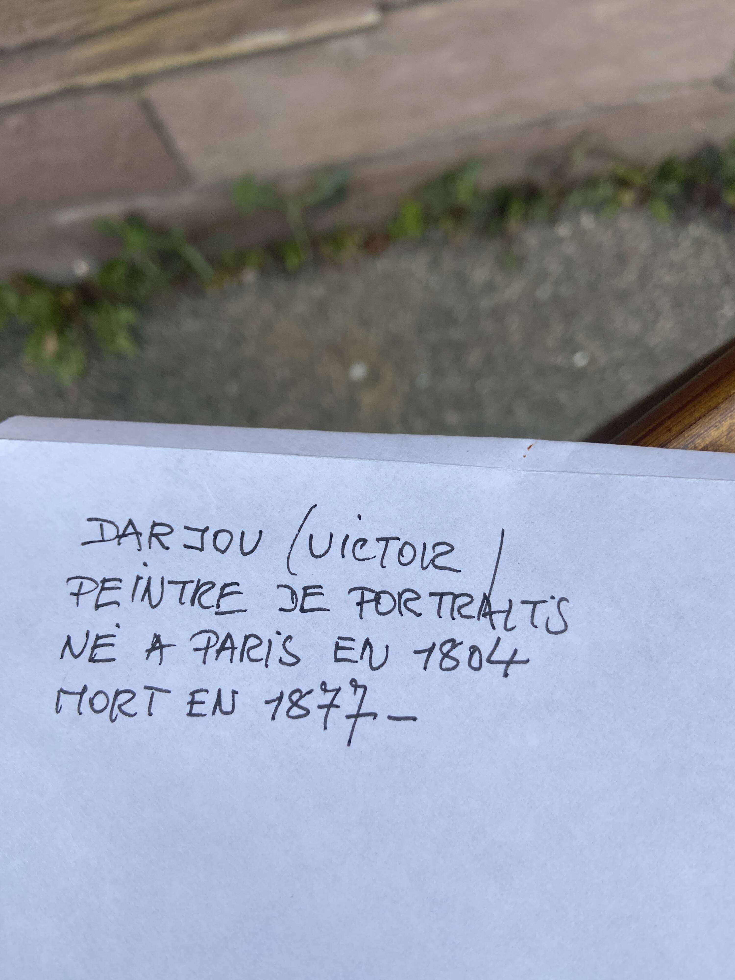 Oil painting on canvas 1850 victor darjou french portrait paint