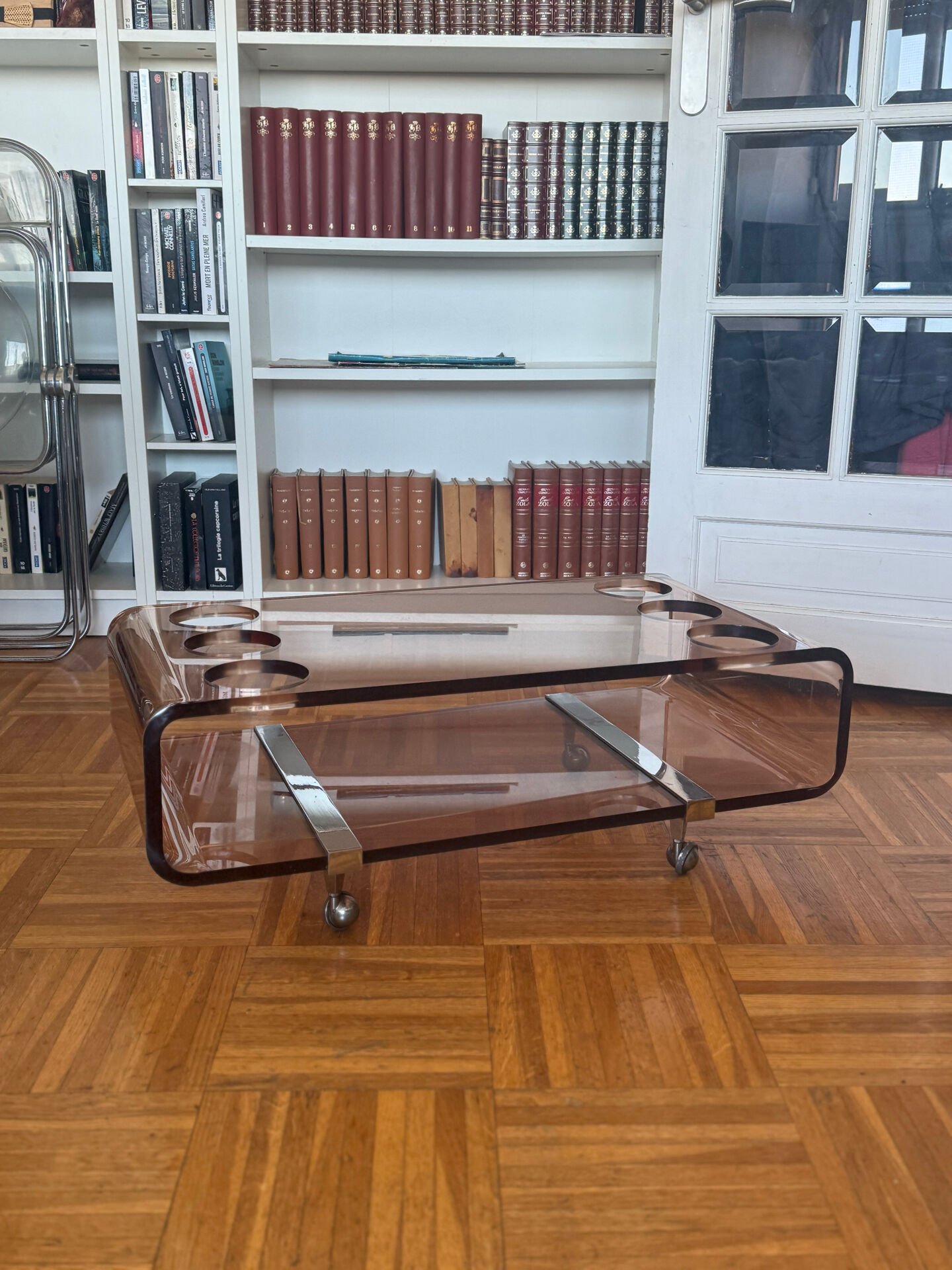 Coffee table / bar in Plexiglas by Michel Dumas