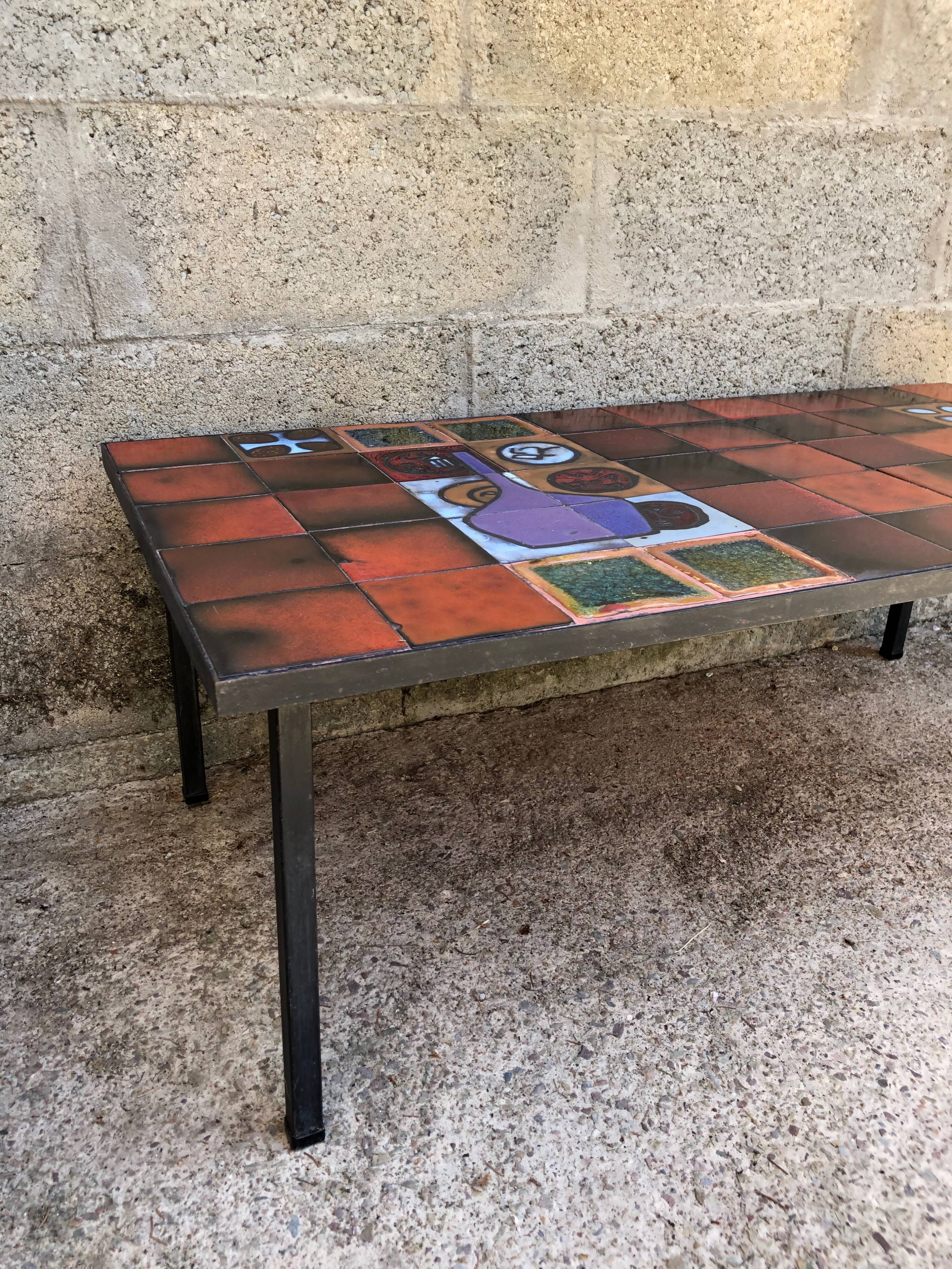 Vintage ceramic and metal coffee table