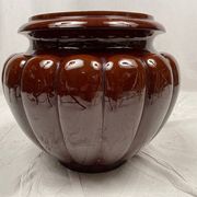 Complete in brown-toned enamelled ceramic, planter on its column