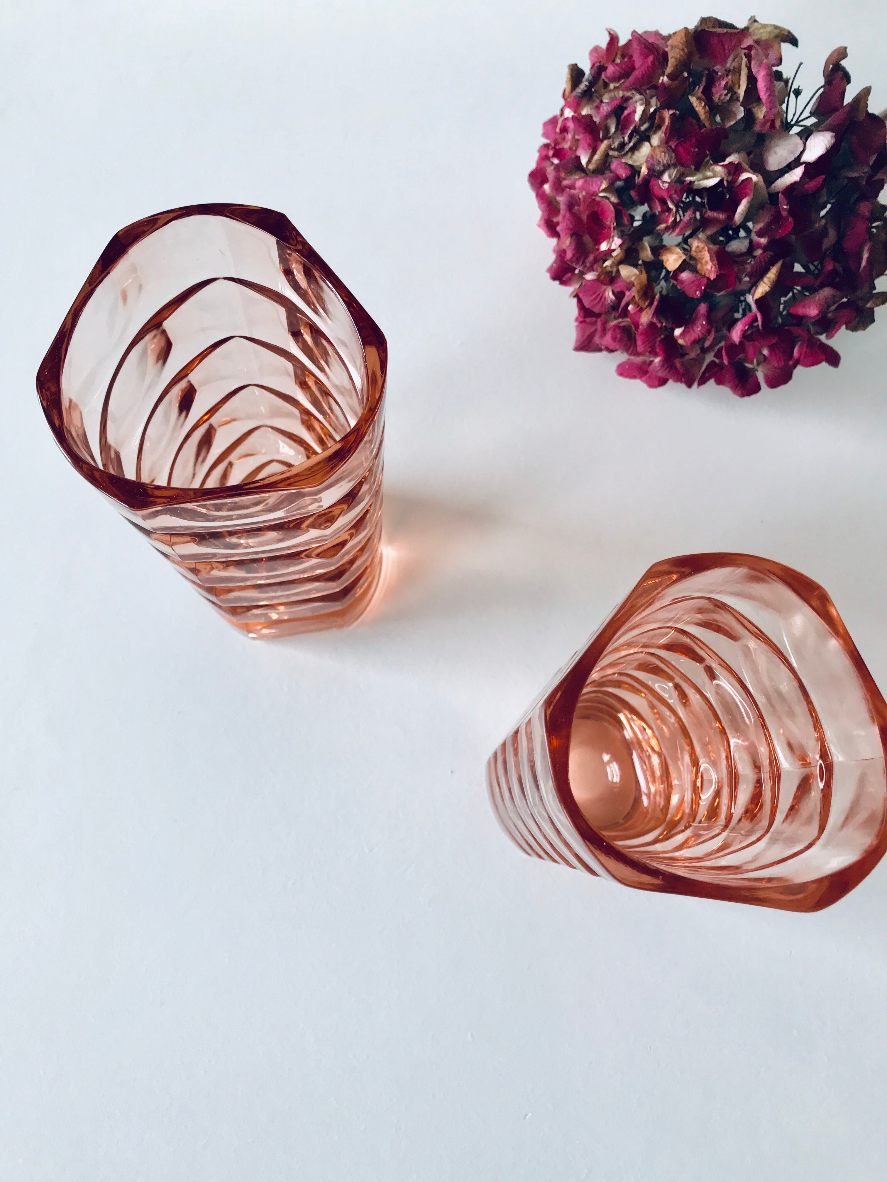Pair of pink glass vases