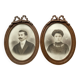 Pair of portraits of a couple in a 1900s knotted frame