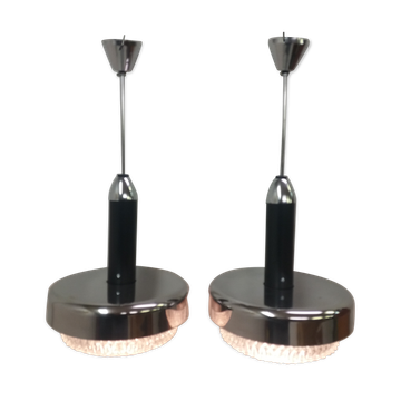Paire de lustres en métal de conception Napako UFO années 70.