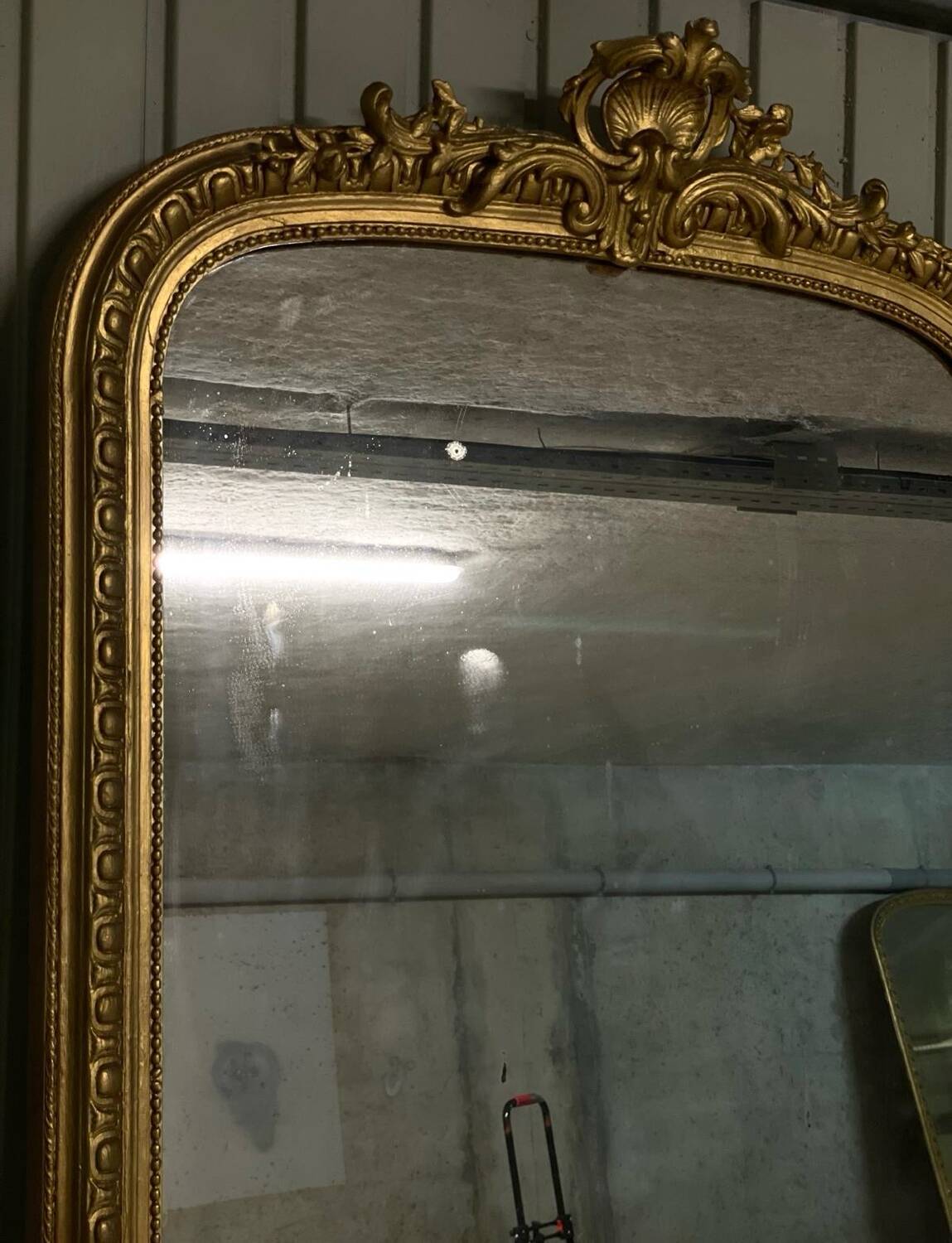 Miroir ancien Louis Philippe fronton doré - 191 x 90 cm