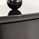 Buffet postmoderne en laque noire avec plateau en verre sur pieds boule