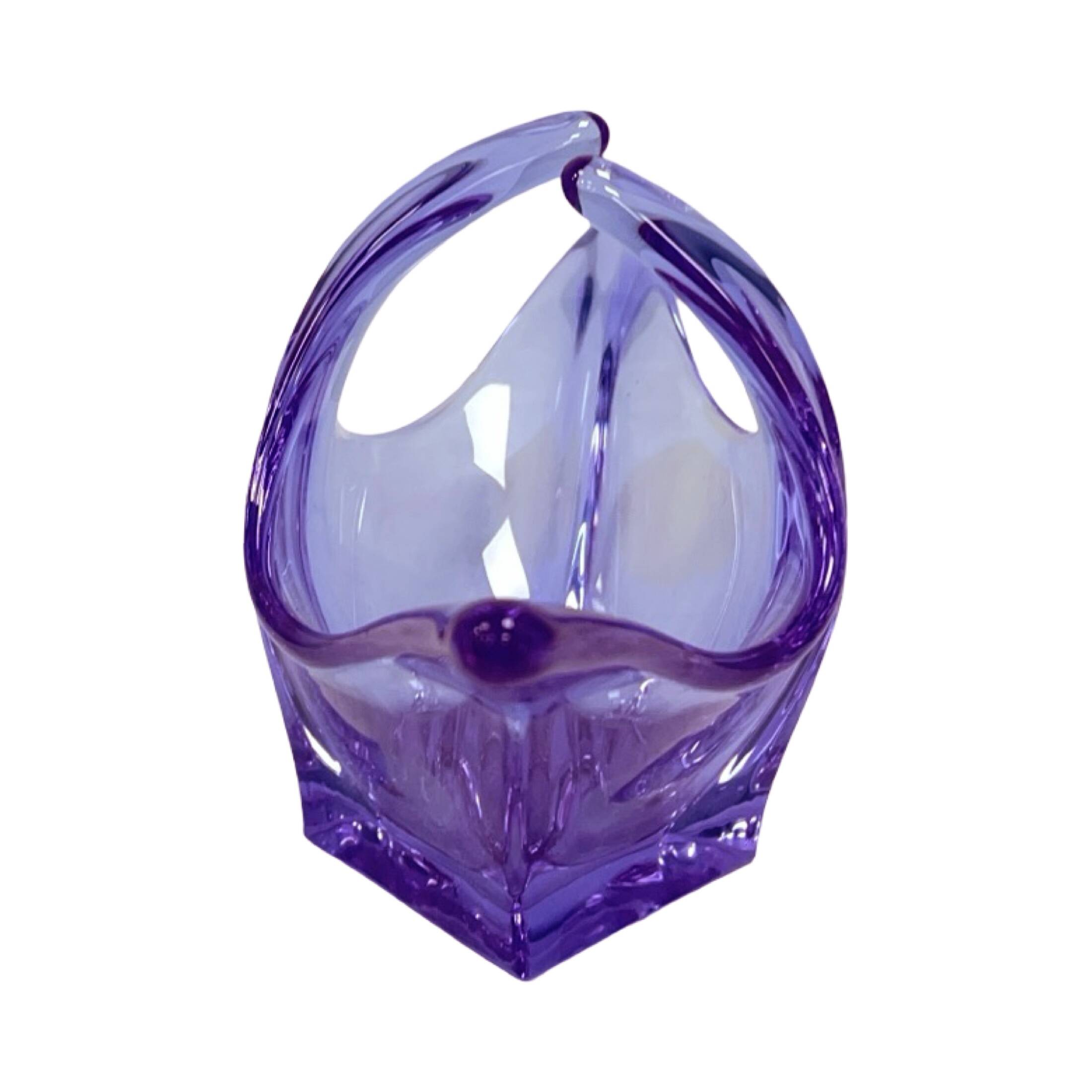 Bowl, basket, neodymium glass, Zelezný Brod ZBS, designed by M. Klinger, Cz