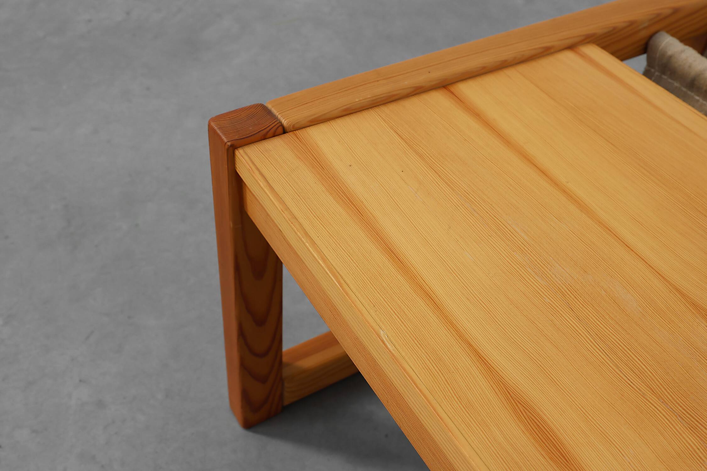 Pine and linen coffee table with magazine rack by Karin Möbring, Sweden