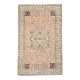 6x9 brown & beige oriental vintage rug 181x291cm