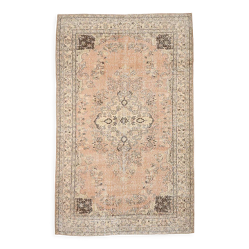 6x9 brown & beige oriental vintage rug 181x291cm