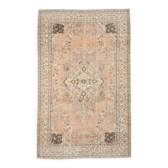 6x9 brown & beige oriental vintage rug 181x291cm