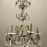 Antique Italian Silver Crystal Chandelier, 1940s