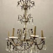 Antique Italian Silver Crystal Chandelier, 1940s