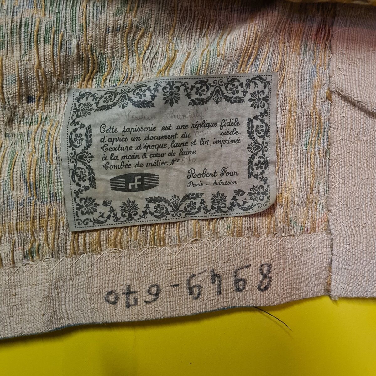 Vintage French Aubusson Tapestry from Robert Four dated 1977