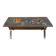 Vintage ceramic coffee table with chrome and wood accents.