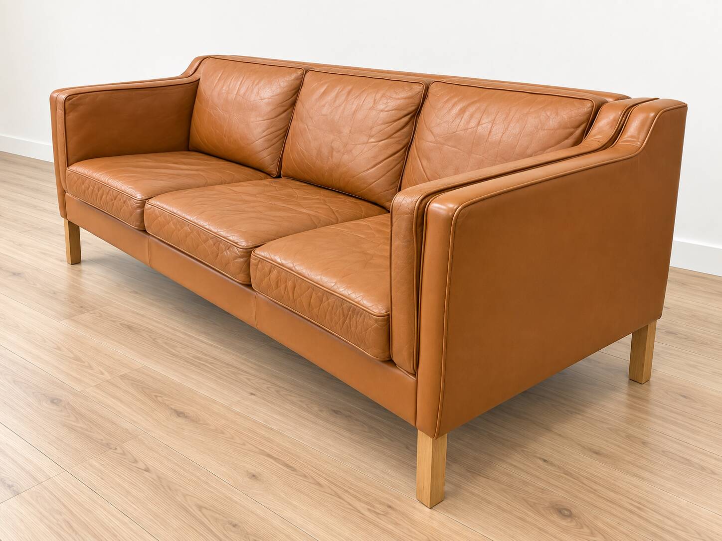 Vintage Danish mid-century 3-person Stouby sofa in cognac leather, 1960s