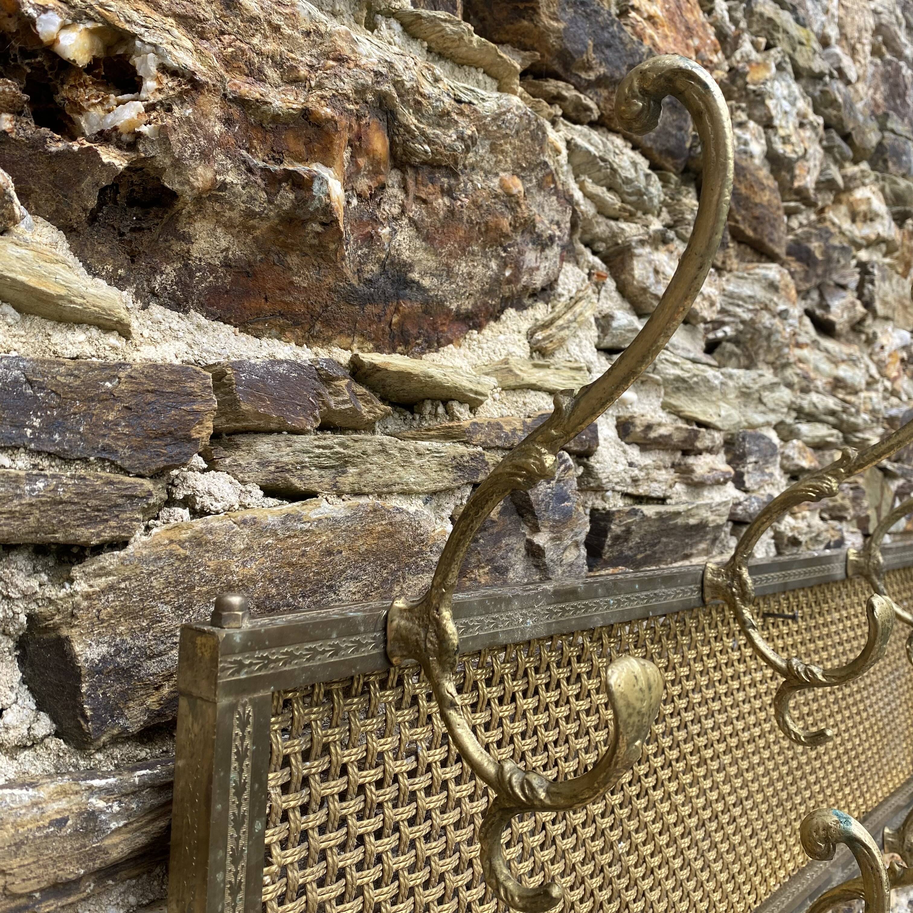 Gold metal wire mesh wall coat rack