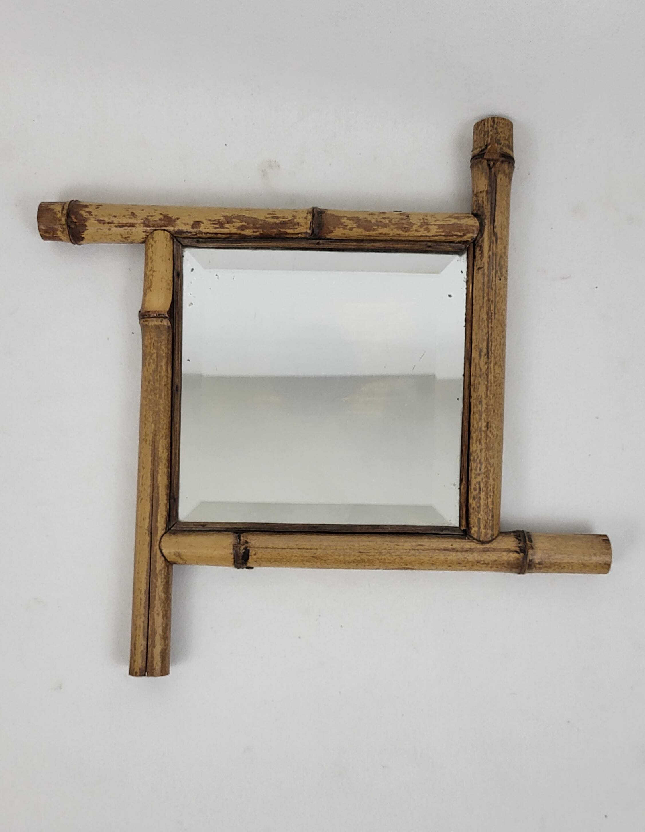Beveled bamboo mirror, early 20th century