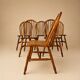 Set of 6 Scandinavian pine wingback chairs, 1970s