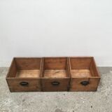 Batch of 3 wooden crates with handles