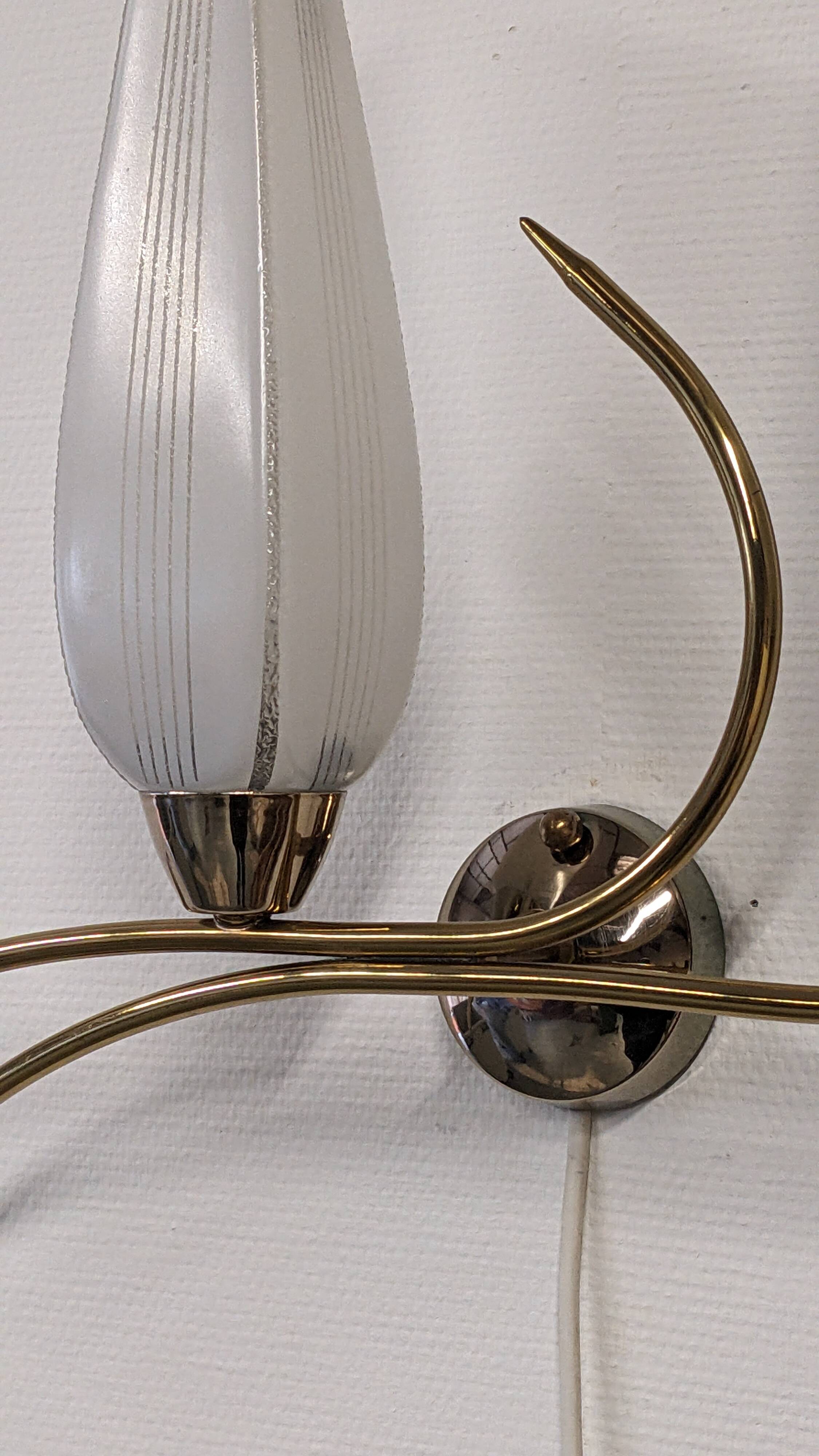 Pair of double brass wall lights from the 50s/60s