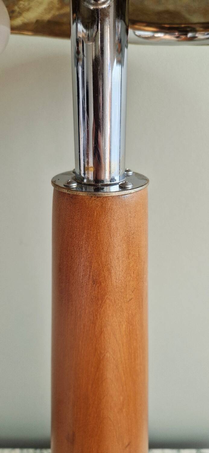 Large nautical lamp in wood and brass from the 80s