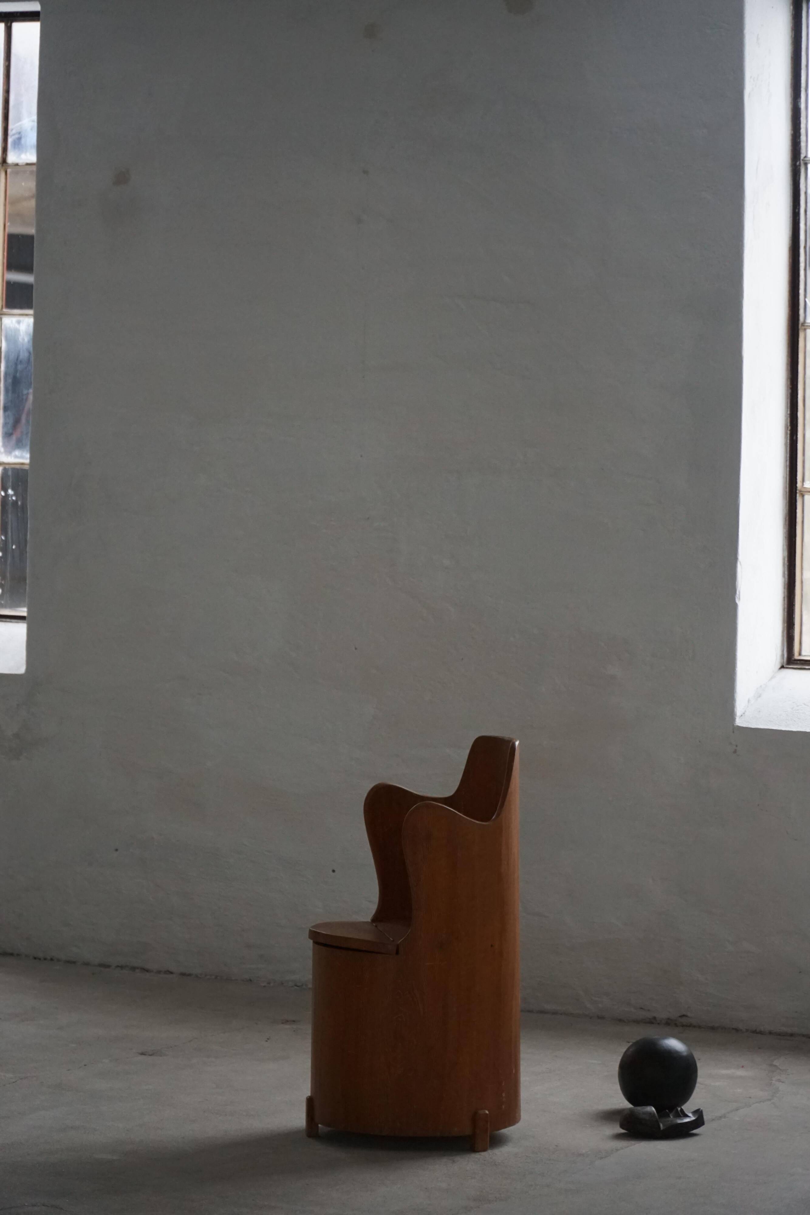 Modern Scandinavian style, Stump chair / "Kubstol" in pine, mid-20th century, 1950s.