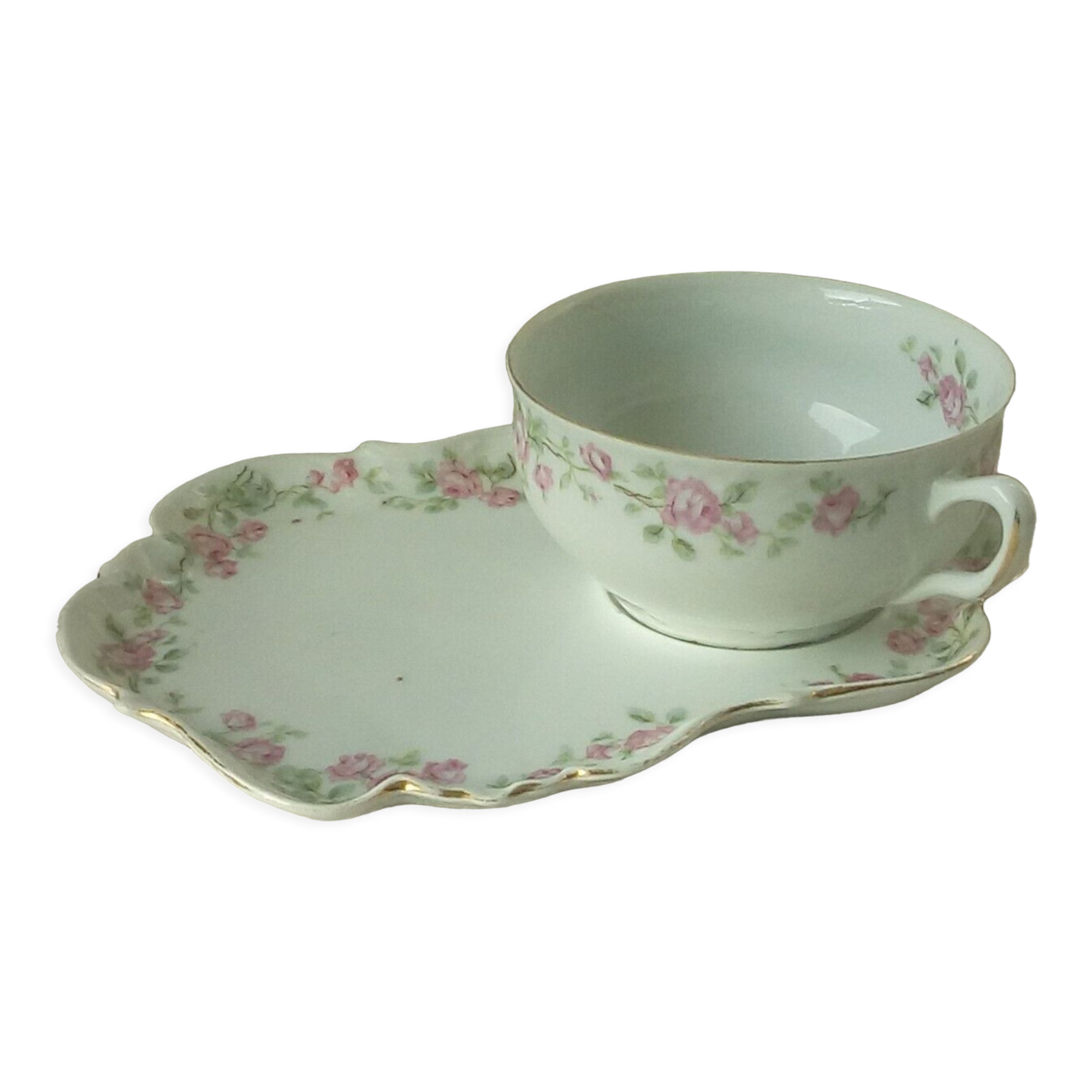 Lunch porcelain cup from limoges floral decor