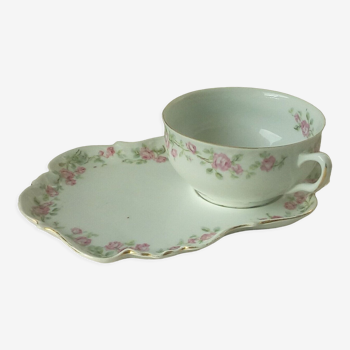 Lunch porcelain cup from limoges floral decor
