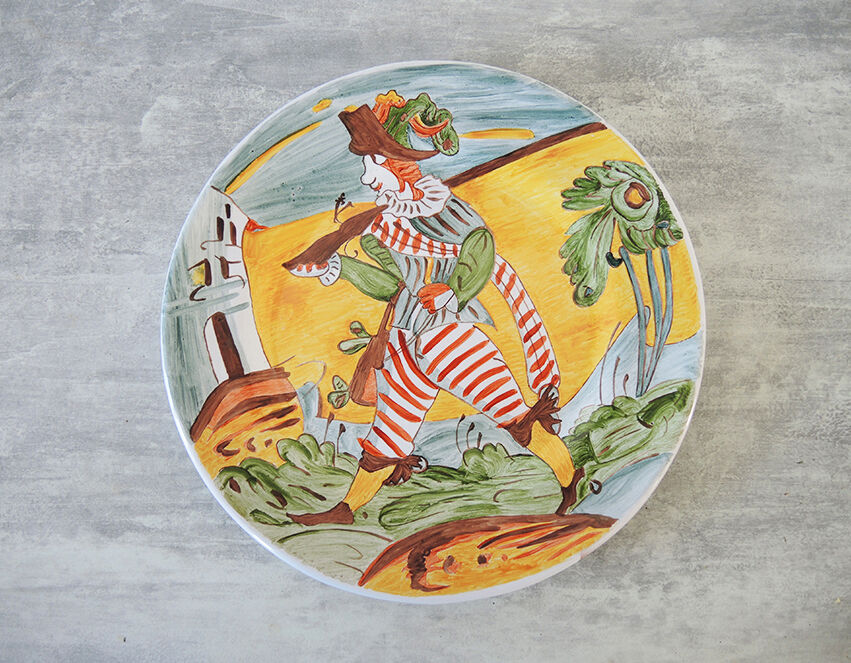 3 old majolica plates from montelupo signature hand decor