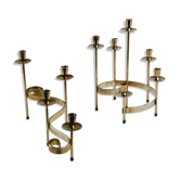 Set of Brass “Swirl” and “Spiral” Candle Holders by Gunnar Ander for Ystad-Metall, Sweden, 1960s