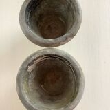 Set of 2 enameled stoneware pot covers